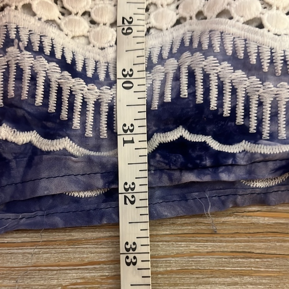 La Blanca Dress Womens L Blue Crochet Lace Sheer Beach Coverup Bohemian,Size S - Picture 8 of 8